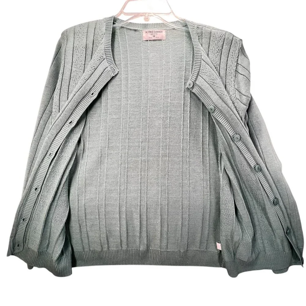 NWT Vtg Alfred Dunner Cardigan Sweater Button Down Blue USA PM Ribbed Knit - Picture 3 of 11